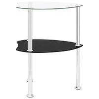 vidaXL Sidobord med 2 hyllor transparent/svart 38x38x50 cm härdat glas