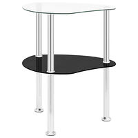 vidaXL Sidobord med 2 hyllor transparent/svart 38x38x50 cm härdat glas
