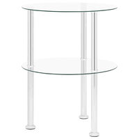 vidaXL Sidobord med 2 hyllplan genomskinligt 38 cm härdat glas