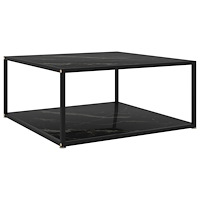 vidaXL Soffbord svart 80x80x35 cm härdat glas