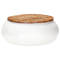 vidaXL Soffbord vit 68x68x30 cm massivt återvunnet trä
