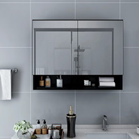 vidaXL LED-Spegelskåp för badrum svart 80x15x60 cm MDF