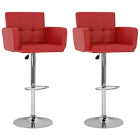 vidaXL Barstolar 2 st röd konstläder