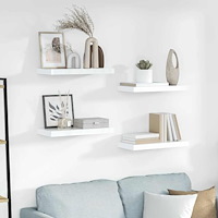vidaXL Svävande vägghyllor 4 st vit högglans 50x23x3,8 cm MDF