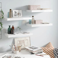 vidaXL Svävande vägghyllor 4 st vit högglans 50x23x3,8 cm MDF