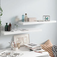 vidaXL Svävande vägghyllor 2 st vit högglans 80x23,5x3,8 cm MDF