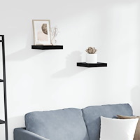 vidaXL Svävande vägghyllor 2 st svart högglans 23x23,5x3,8 cm MDF
