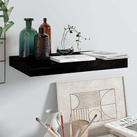 vidaXL Svävande vägghylla svart högglans 40x23x3,8 cm MDF