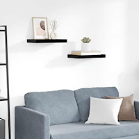 vidaXL Svävande vägghyllor 2 st svart högglans 40x23x3,8 cm MDF