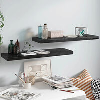 vidaXL Svävande vägghyllor 2 st svart högglans 80x23,5x3,8 cm MDF