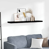 vidaXL Svävande vägghylla svart högglans 120x23,5x3,8 cm MDF