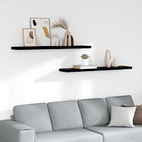 vidaXL Svävande vägghyllor 2 st svart högglans 120x23,5x3,8 cm MDF