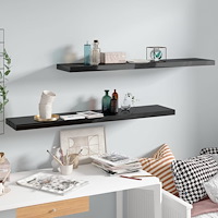 vidaXL Svävande vägghyllor 2 st svart högglans 120x23,5x3,8 cm MDF
