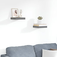 vidaXL Svävande vägghyllor 2 st grå högglans 23x23,5x3,8 cm MDF