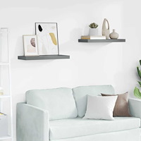 vidaXL Svävande vägghyllor 2 st grå högglans 60x23,5x3,8 cm MDF