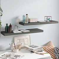 vidaXL Svävande vägghyllor 2 st grå högglans 80x23,5x3,8 cm MDF