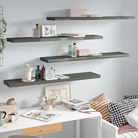 vidaXL Svävande vägghyllor 4 st grå högglans 120x23,5x3,8 cm MDF