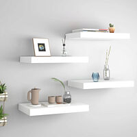 vidaXL Svävande vägghyllor 4 st vit 40x23x3,8 cm MDF