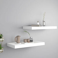 vidaXL Svävande vägghyllor 2 st vit 50x23x3,8 cm MDF