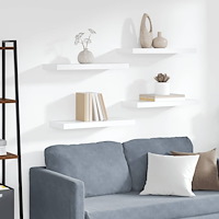 vidaXL Svävande vägghyllor 4 st vit 60x23,5x3,8 cm MDF