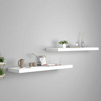 vidaXL Svävande vägghyllor 2 st vit 90x23,5x3,8 cm MDF