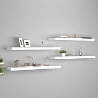 vidaXL Svävande vägghyllor 4 st vit 90x23,5x3,8 cm MDF