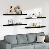 vidaXL Svävande vägghyllor 4 st svart 120x23,5x3,8 cm MDF