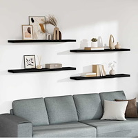 vidaXL Svävande vägghyllor 4 st svart 120x23,5x3,8 cm MDF