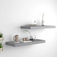 vidaXL Svävande vägghyllor 2 st grå 60x23,5x3,8 cm MDF