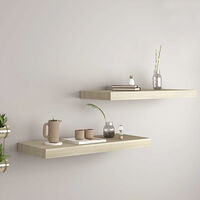 vidaXL Svävande vägghyllor 2 st ek 60x23,5x3,8 cm MDF