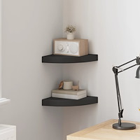 vidaXL Svävande hörnhyllor 2 st svart 25x25x3,8 cm MDF