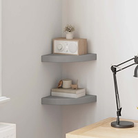 vidaXL Svävande hörnhyllor 2 st grå 25x25x3,8 cm MDF