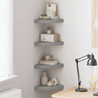 vidaXL Svävande hörnhyllor 4 st grå 25x25x3,8 cm MDF