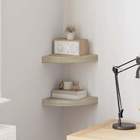 vidaXL Svävande hörnhyllor 2 st ek 25x25x3,8 cm MDF