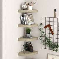 vidaXL Svävande hörnhyllor 4 st ek 25x25x3,8 cm MDF