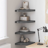 vidaXL Svävande hörnhyllor 4 st grå högglans 35x35x3,8 cm MDF