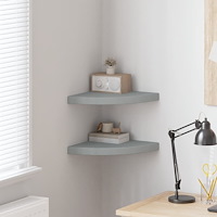 vidaXL Svävande hörnhyllor 2 st grå 35x35x3,8 cm MDF