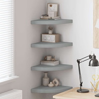 vidaXL Svävande hörnhyllor 4 st grå 35x35x3,8 cm MDF