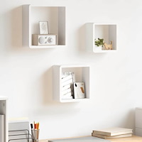 vidaXL Vägghyllor kub 3 st vit MDF