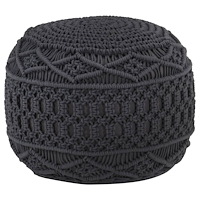 vidaXL Handgjord sittpuff makramé antracit 45x30 cm bomull
