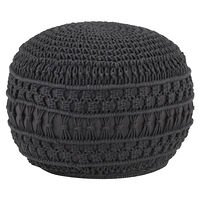 vidaXL Handgjord sittpuff makramé antracit 45x30 cm bomull
