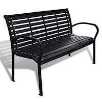 vidaXL Trädgårdsbänk 125 cm stål och WPC svart