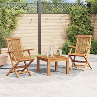 vidaXL Hopfällbar trädgårdsstol 2 st massiv teak