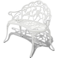 vidaXL Trädgårdsbänk 100 cm gjuten aluminium vit
