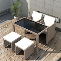 vidaXL Matgrupp för trädgården med dynor 5 delar konstrotting beige