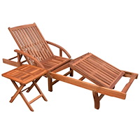 vidaXL Solsäng med bord massivt akaciaträ