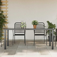 vidaXL Trädgårdsbord svart 190x90x74 cm aluminium och glas