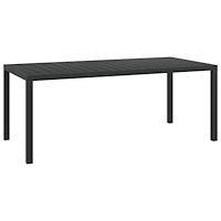 vidaXL Trädgårdsbord svart 185x90x74 cm aluminium och WPC