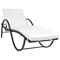 vidaXL Solsäng med dyna konstrotting svart