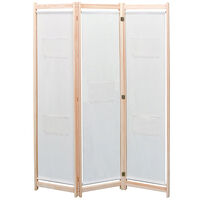 vidaXL Rumsavdelare 3 paneler gräddvit 120x170x4 cm tyg
